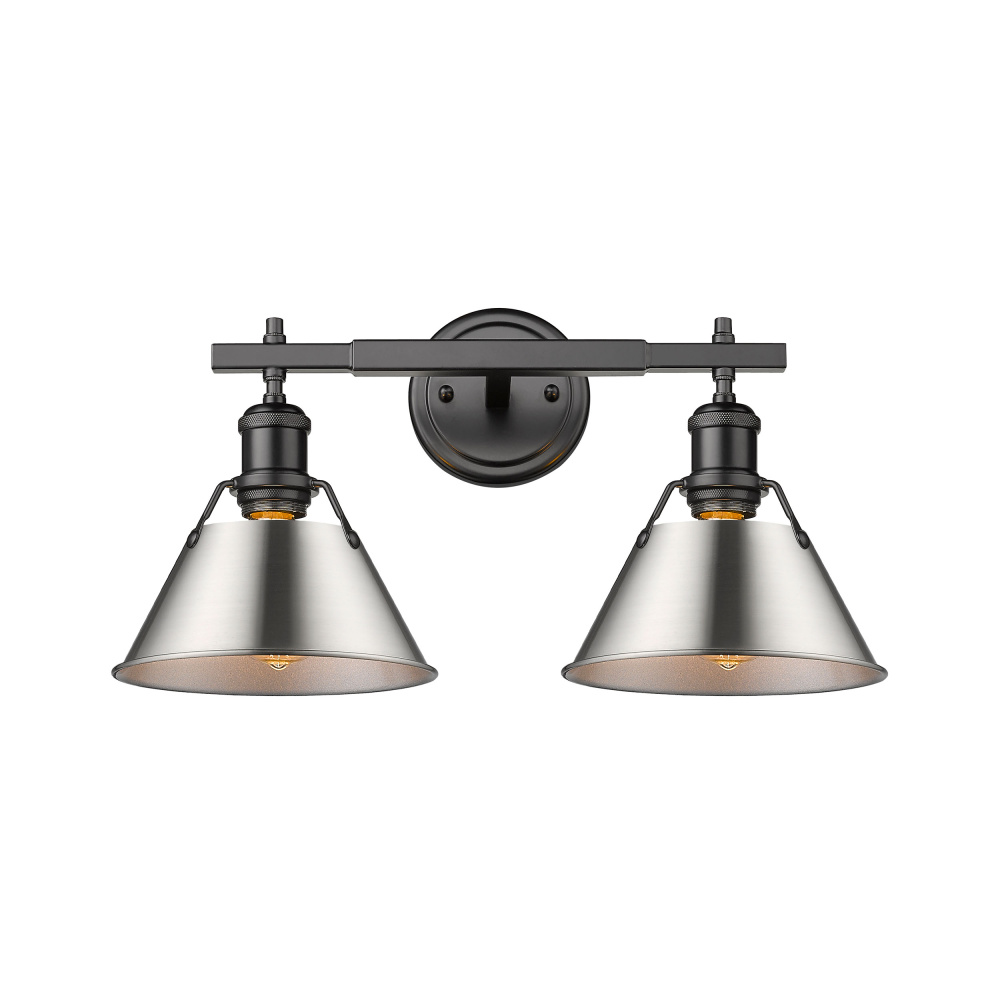 Yep by Golden Lighting Orwell 2-light Vanity in Matte Black and Pewter shade